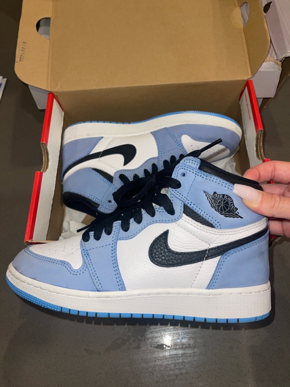 Jordan Kids High-Top Sneakers in University Blue, White & Black